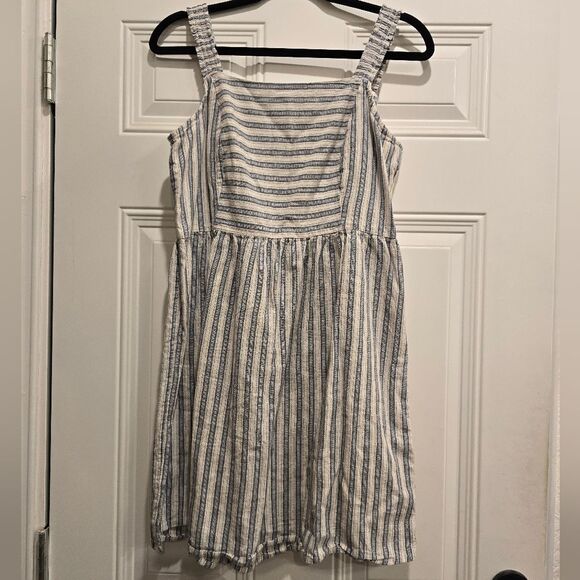 Maurices White & Gray Striped Cinched Strap Dress, Size Large - Picture 2 of 8